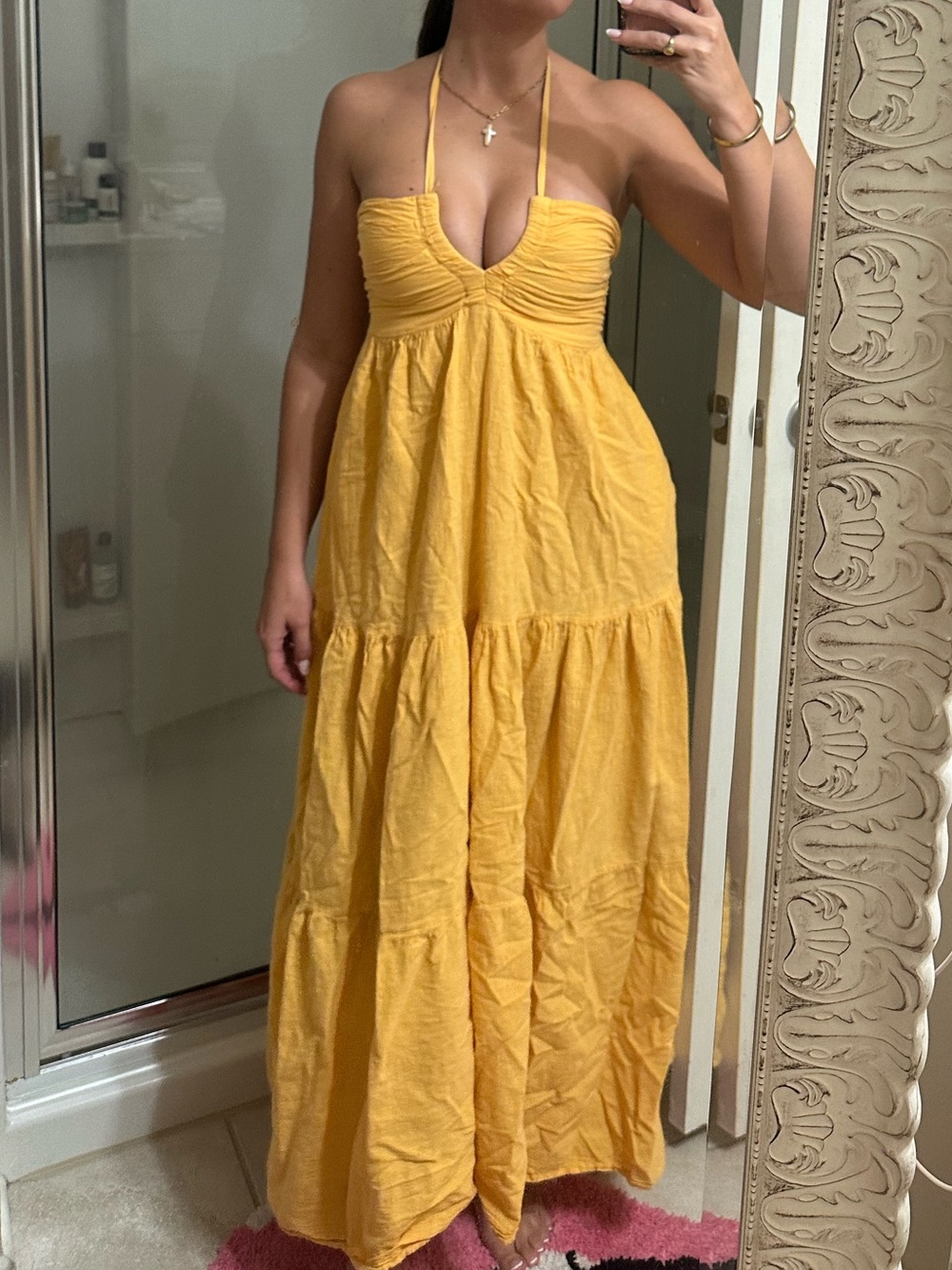 Sunshine Halter Tiered Maxi Dress - Yellow